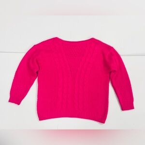 Pistache L-XL Sweater Neon Pink Crew Cable Knit Long Sleeve Excellent Condition